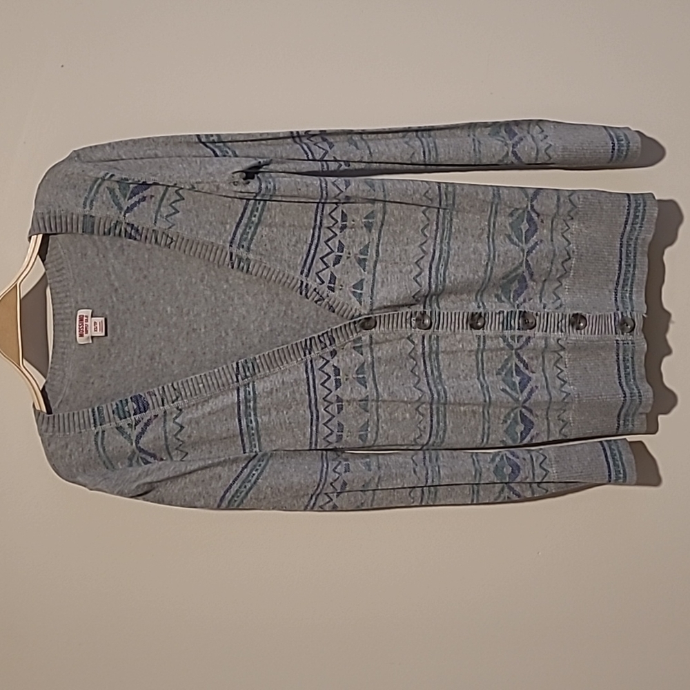 Mossimo, XS, Grey w/Aztec/Tribal Pattern, Cardigan Sweater